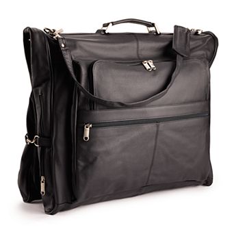 AmeriLeather Black Leather Three-suit Garment Bag