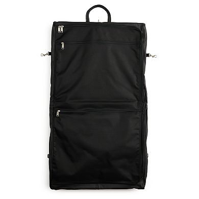 AmeriLeather Black Leather Three-suit Garment Bag