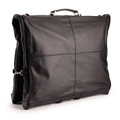 AmeriLeather Black Leather Three-suit Garment Bag