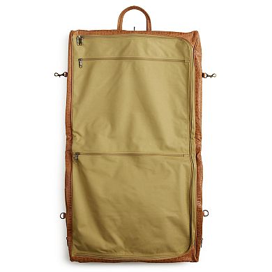 AmeriLeather Brown Leather Pebble-Print Garment Bag