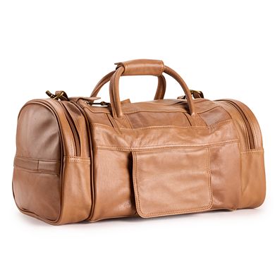 AmeriLeather Distressed Brown Leather 20-inch Dual Zippered Duffel Bag