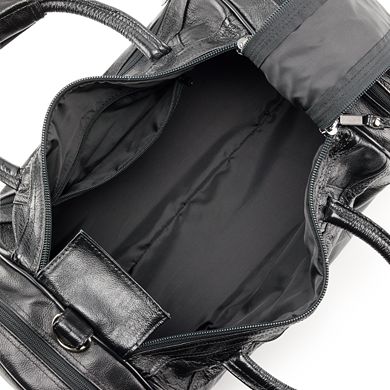 AmeriLeather Black Leather 20-inch Dual Zippered Duffel Bag