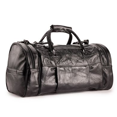 AmeriLeather Black Leather 20-inch Dual Zippered Duffel Bag