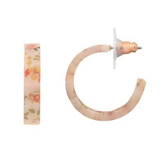 LC Lauren Conrad Floral Acetate Hoop Earrings