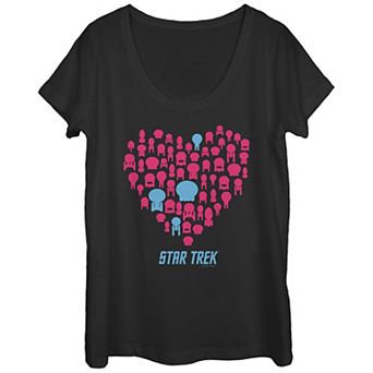Juniors' Star Trek Heart Shaped Ship Fleet Graphic Tee