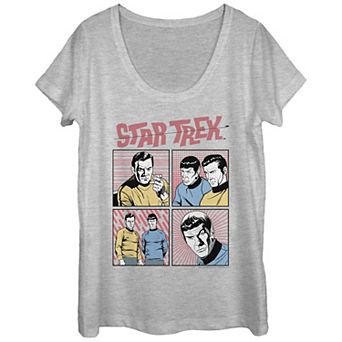 Juniors' Star Trek Kirk And Spock Comic Style Squares Graphic Tee