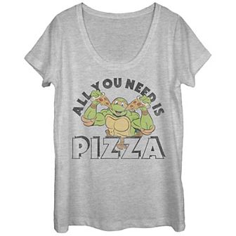 Juniors' Nickelodeon Teenage Mutant Ninja Turtles Michelangelo All You Need Is Pizza Graphic Tee