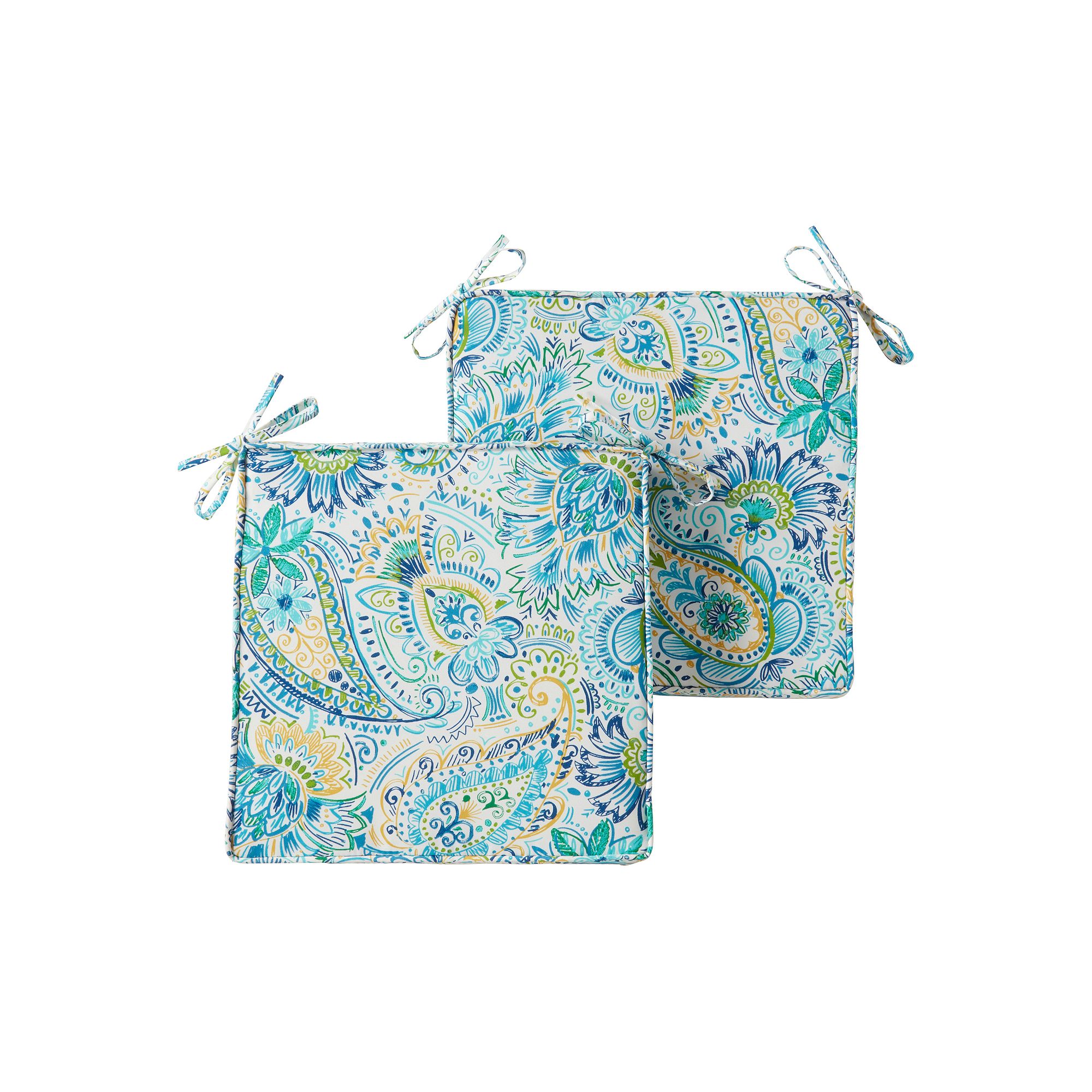 Greendale Home Fashions 2-piece Outdoor Square Chair Pad Set, Baltic