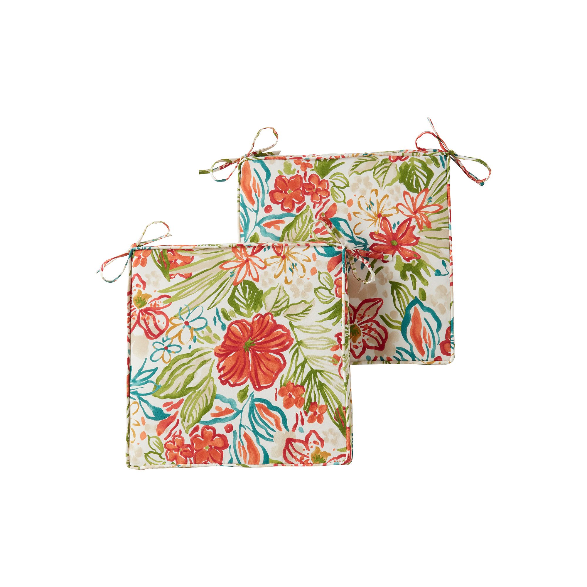 Greendale Home Fashions 2-piece Outdoor Square Chair Pad Set, Breeze Floral