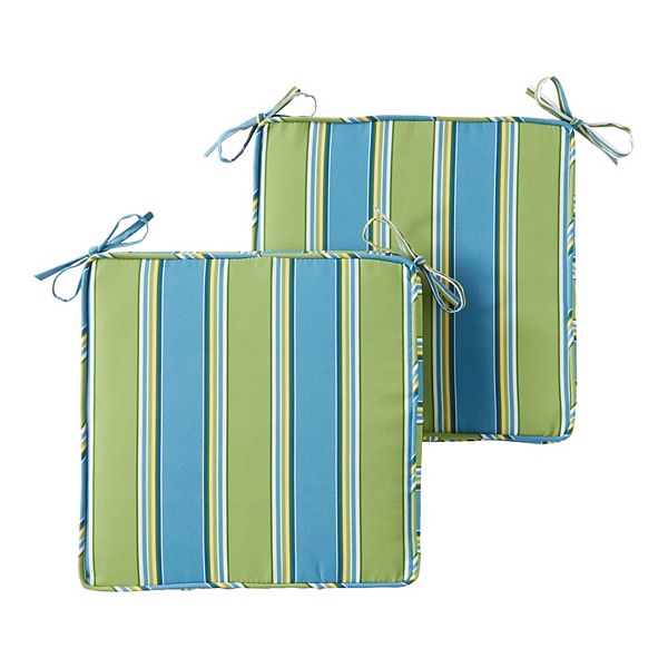 Greendale Home Fashions 2-piece Outdoor Square Chair Pad Set - Cayman Stripe