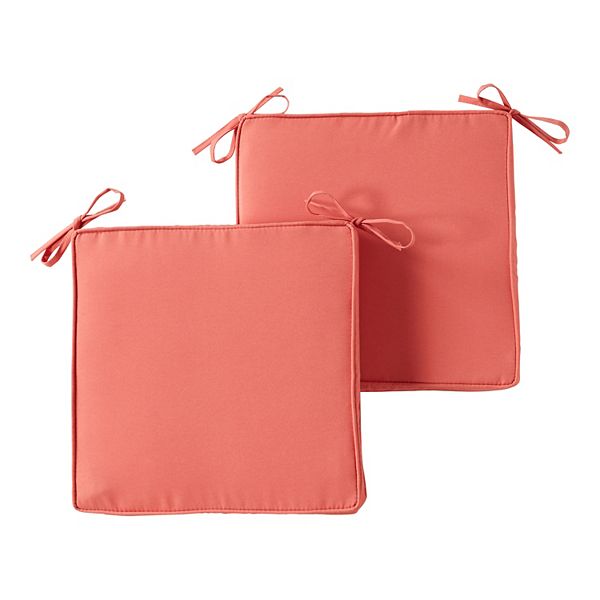 Greendale Home Fashions 2-piece Outdoor Square Chair Pad Set - Coral