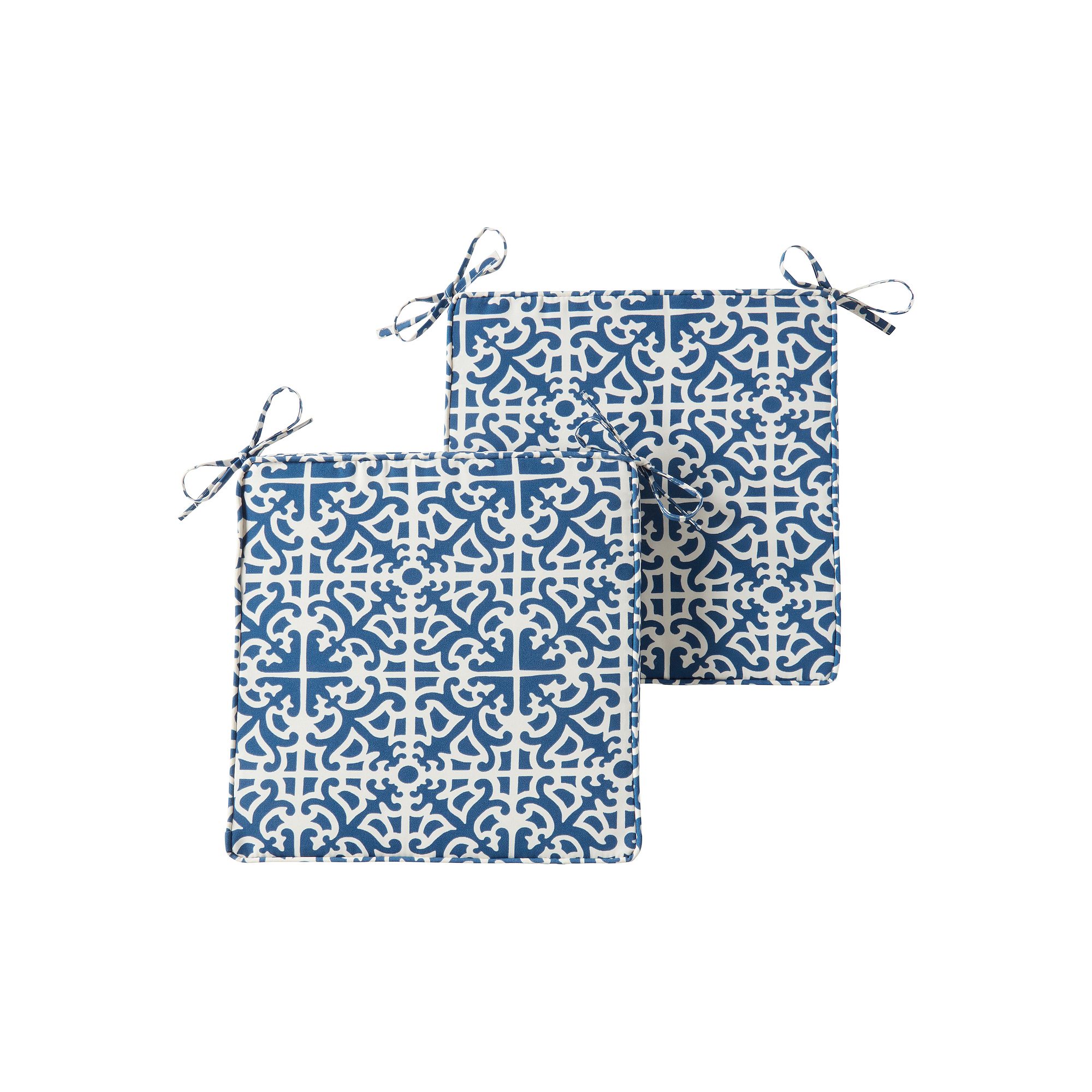 Greendale Home Fashions 2-piece Outdoor Square Chair Pad Set, Blue