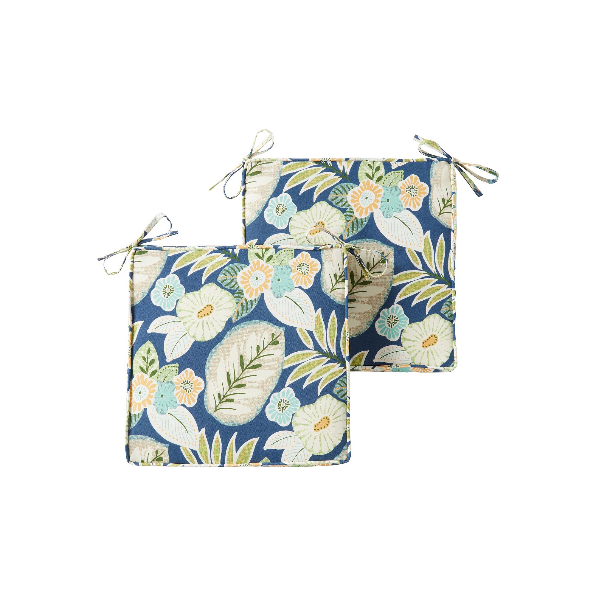 Greendale Home Fashions 2-piece Outdoor Square Chair Pad Set, Marlow Blue F