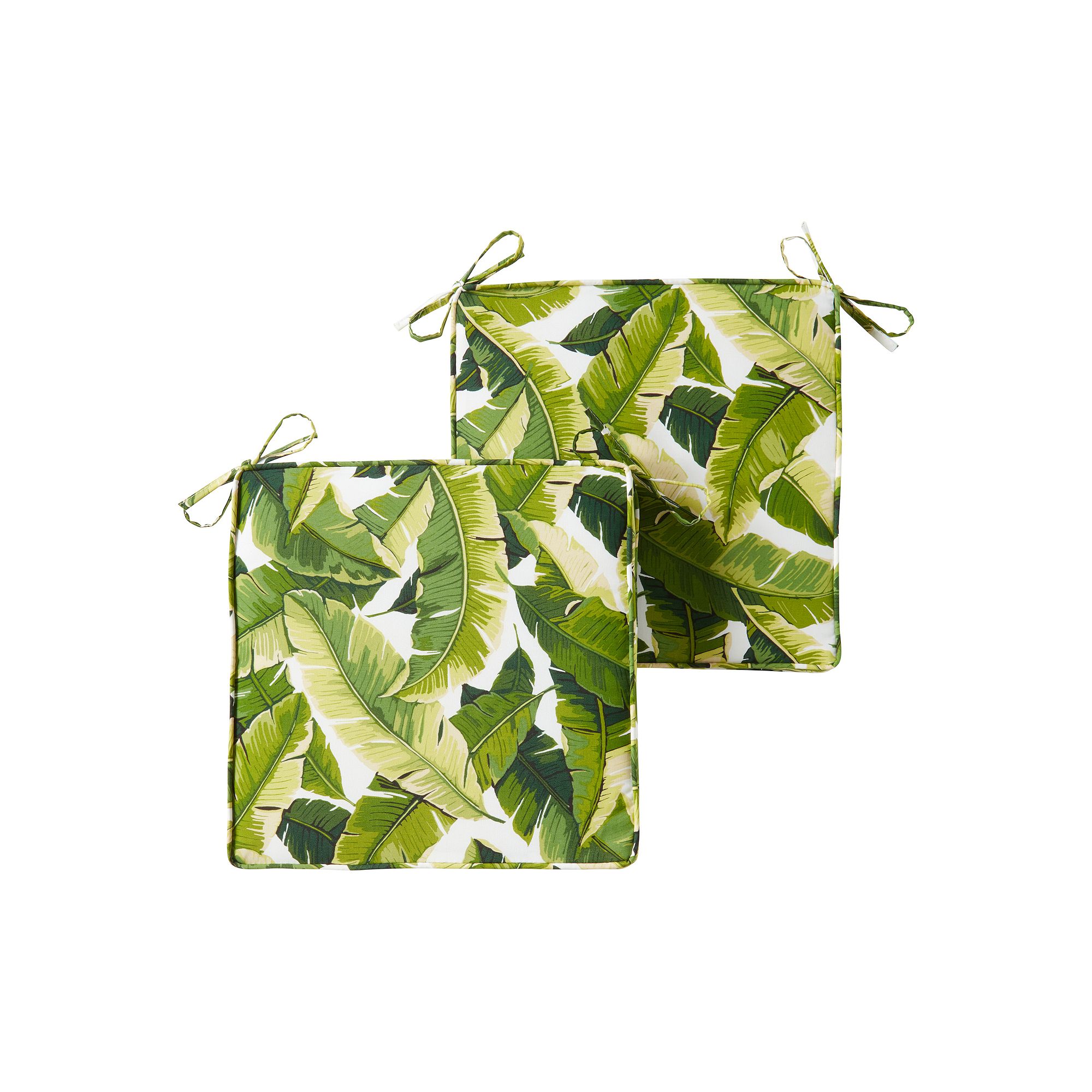 Greendale Home Fashions 2-piece Outdoor Square Chair Pad Set, Palm Leaves W