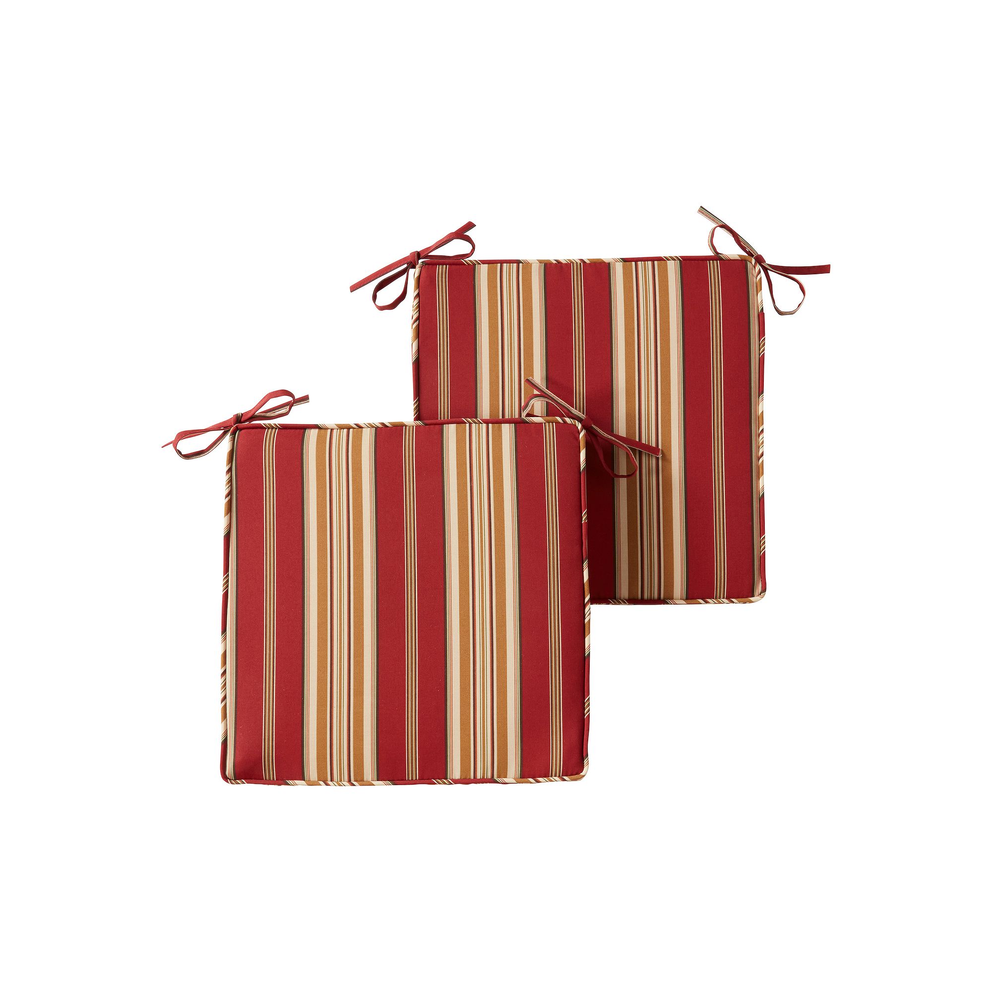 Greendale Home Fashions 2-piece Outdoor Square Chair Pad Set, Roma Stripe
