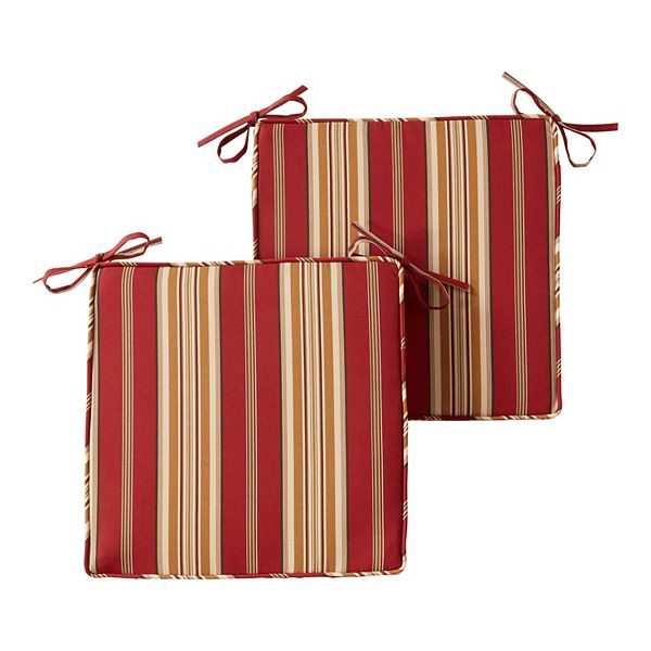 Greendale Home Fashions 2-piece Outdoor Square Chair Pad Set - Roma Stripe