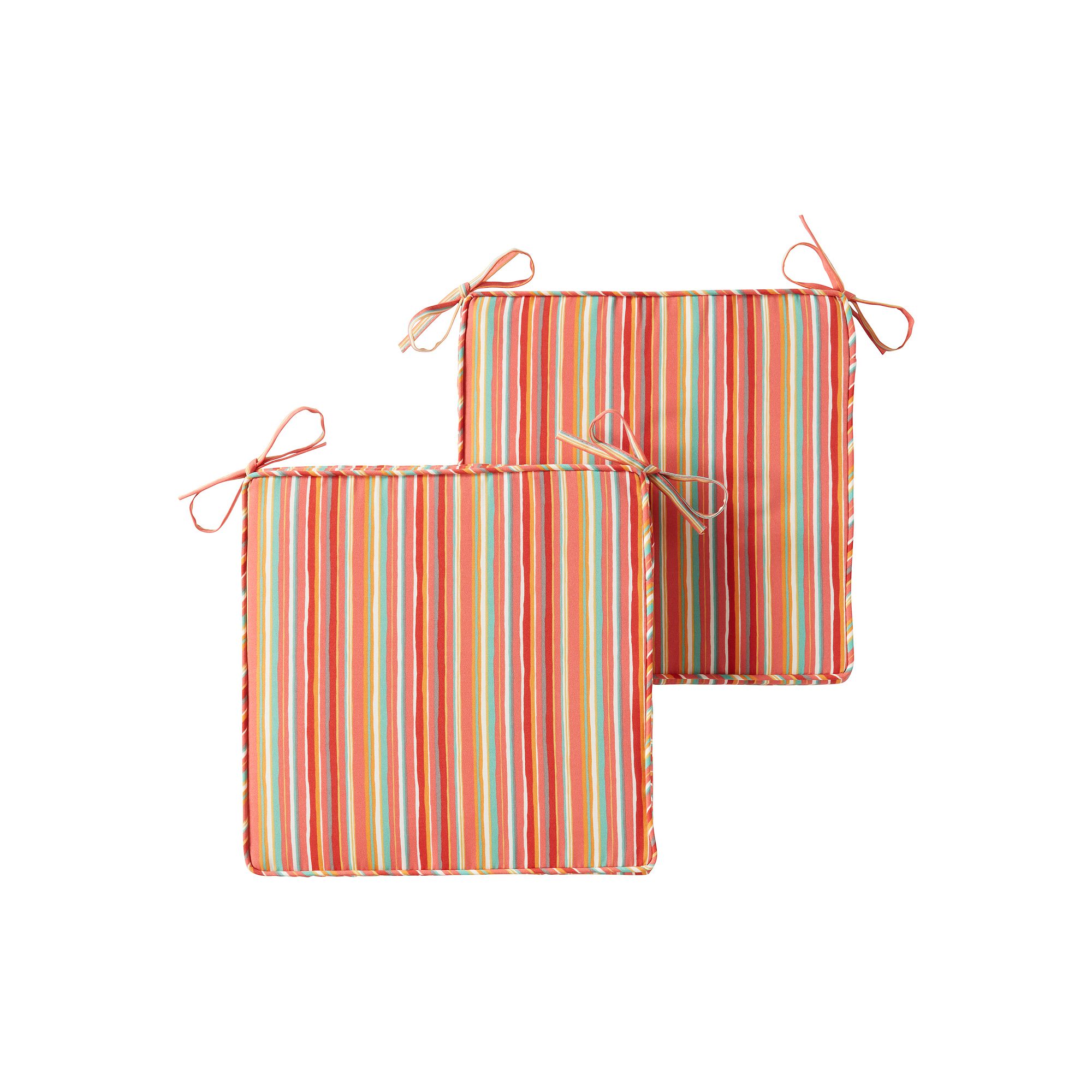 Greendale Home Fashions 2-piece Outdoor Square Chair Pad Set, Watermelon St