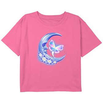 Girls 6-16 Moon & Butterfly Boxy Cropped Tee