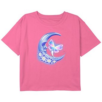 Girls 6-16 Moon & Butterfly Boxy Cropped Tee