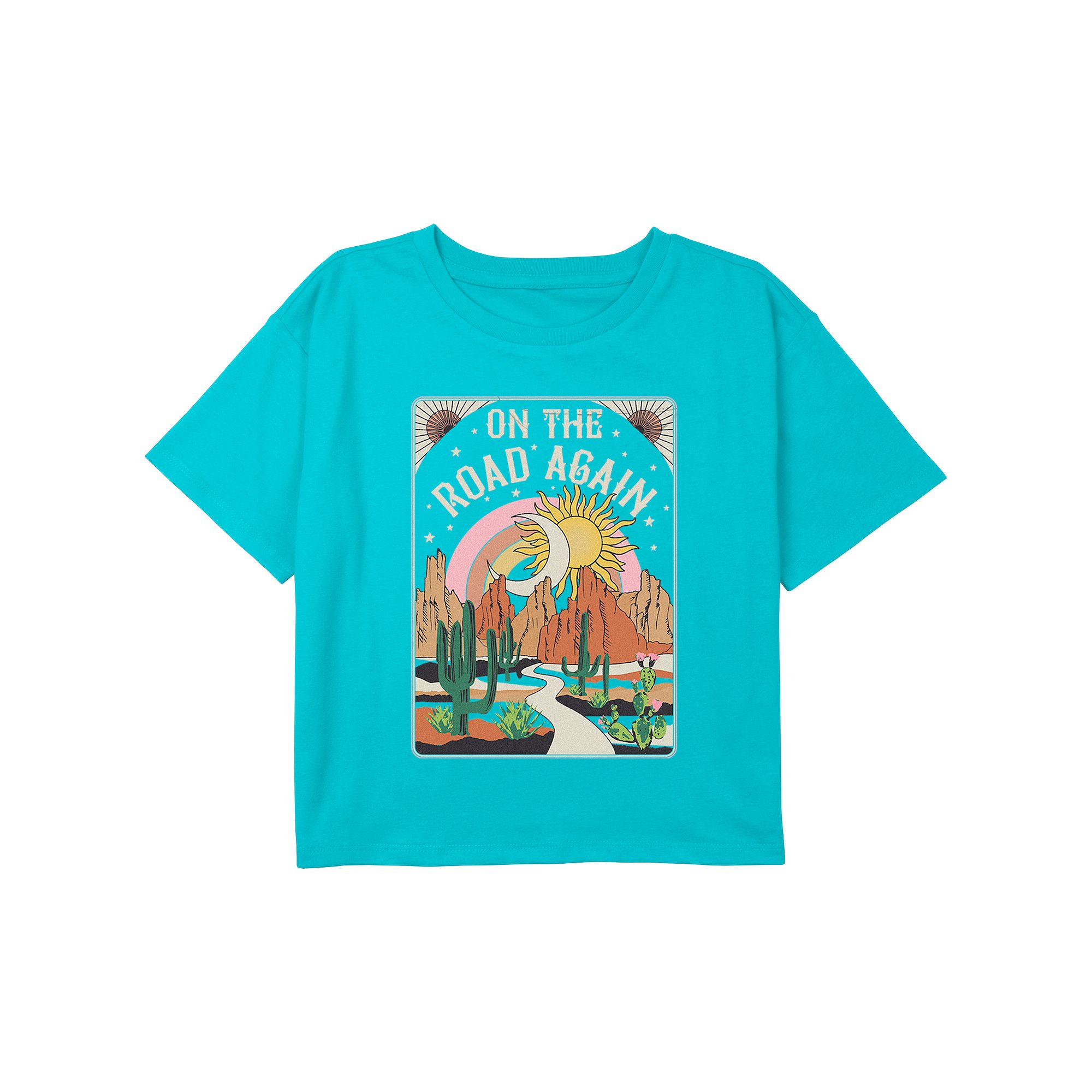 Girls 6-16 On The Road Again Southwestern Desert Boxy Cropped Tee, Girls, 