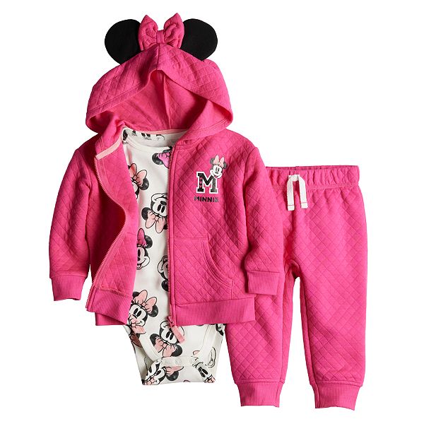 Disney's Minnie Mouse Baby Girl Bodysuit, Joggers Hoodie