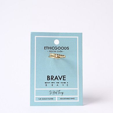 ETHIC GOODS 14K Gold Plated Morse Code Brave Ring