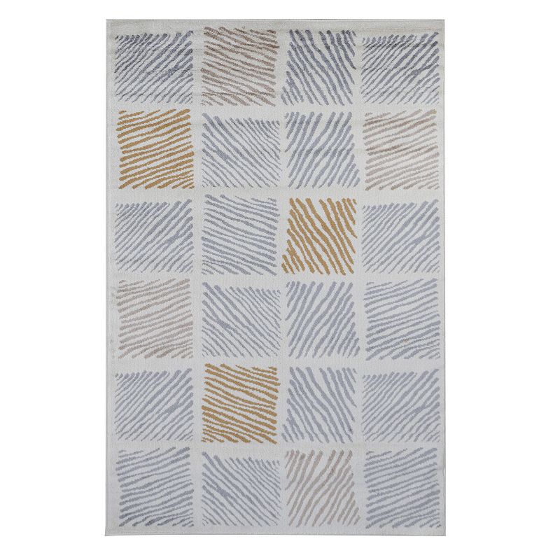 Superior Geometric Square Design Indoor Runner Rug  2  7  x 8   Gray