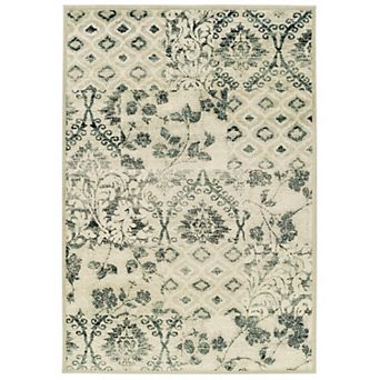 Superior Distressed Floral Damask Indoor Area Rug or Runner