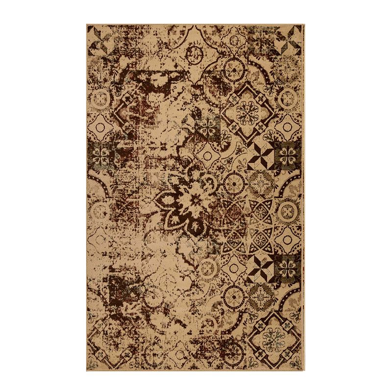 Superior Geometric Medallion Indoor Area Rug, White, 2.5X8 Ft