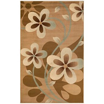Superior Modern Bohemian Oversized Flower with Vines Power-Loomed Indoor Area Rug or Runner