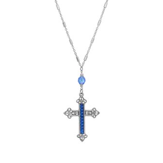 Symbols of Faith Stone Cross Pendant Necklace