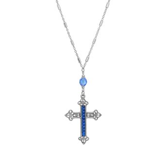 Symbols of Faith Stone Cross Pendant Necklace