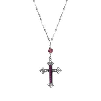 Symbols of Faith Stone Cross Pendant Necklace