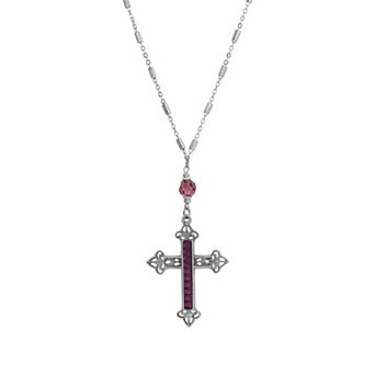 Symbols of Faith Stone Cross Pendant Necklace