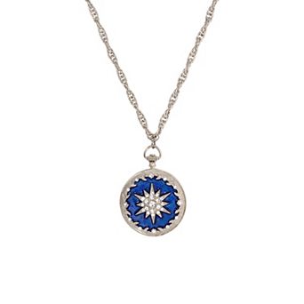 Symbols of Faith Enamel Crystal Star of Bethlehem Locket 28" Necklace