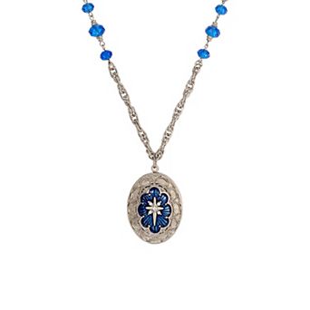 Symbols of Faith Enamel Star of Bethlehem Locket Necklace