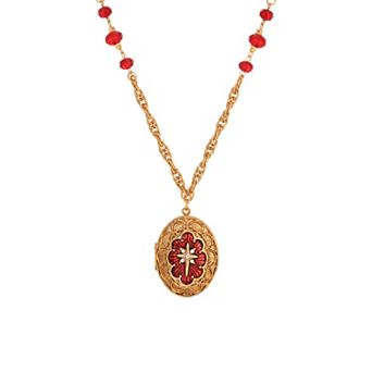 Symbols of Faith Enamel Star of Bethlehem Locket Necklace