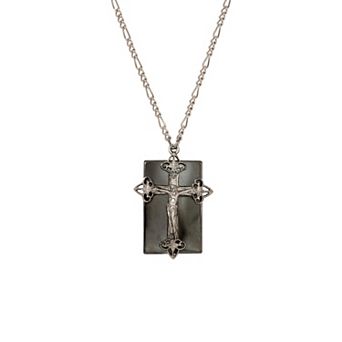 Symbols of Faith Silver Tone Crucifix Pendant Necklace