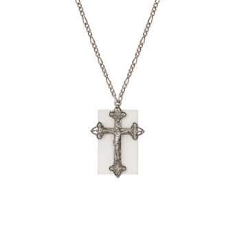 Symbols of Faith Silver Tone Crucifix Pendant Necklace