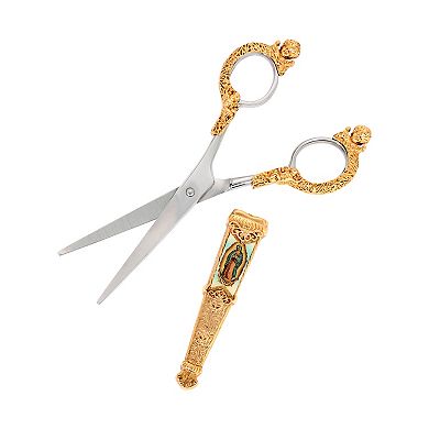 Symbols of Faith Gol Tone Enamel Our Lady Of Guadalupe Scissors with Holder