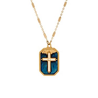 Symbols of Faith Gold Tone Cross Pendant Necklace