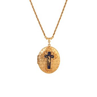 Symbols of Faith Crucifix Locket Necklace