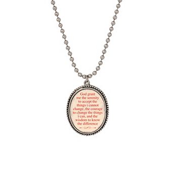 Symbols of Faith "God Grant Me The Serenity" Oval Pendant Necklace