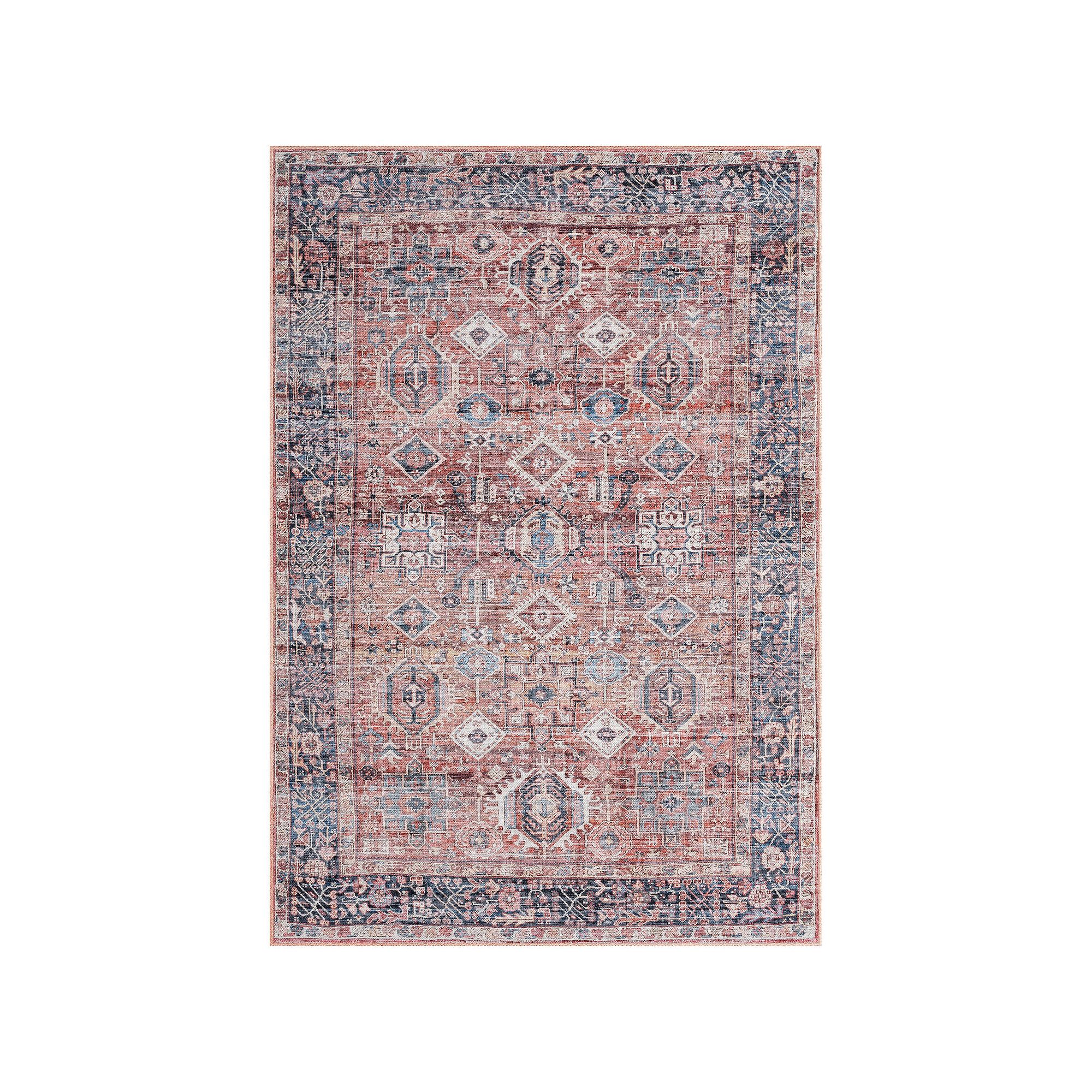 Everwash Callaghan Eve Southwestern Medallion Area Rug or Runner, Brick Red