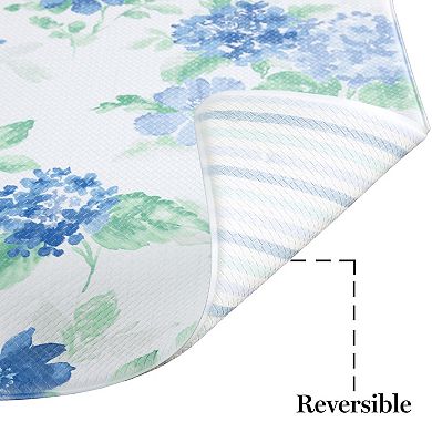 Martha Stewart Amber Floral Daisy Stripe Reversible Water Resistant Kitchen Mat
