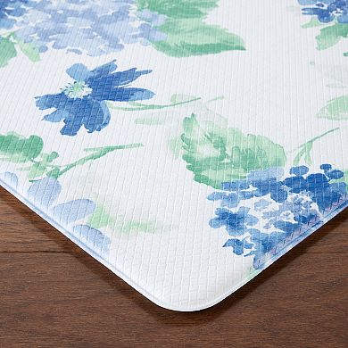 Martha Stewart Amber Floral Daisy Stripe Reversible Water Resistant Kitchen Mat
