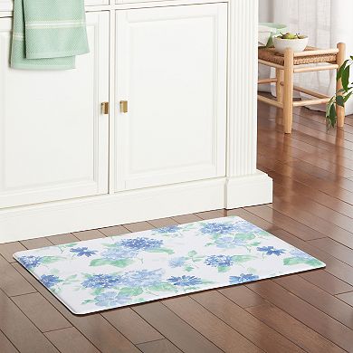 Martha Stewart Amber Floral Daisy Stripe Reversible Water Resistant Kitchen Mat