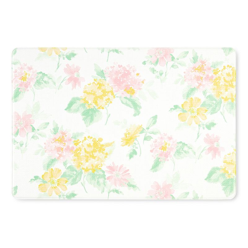 Martha Stewart Amber Floral Daisy Stripe Reverisble Water Resistant Kitchen Mat, Blue/Purple, 20x39