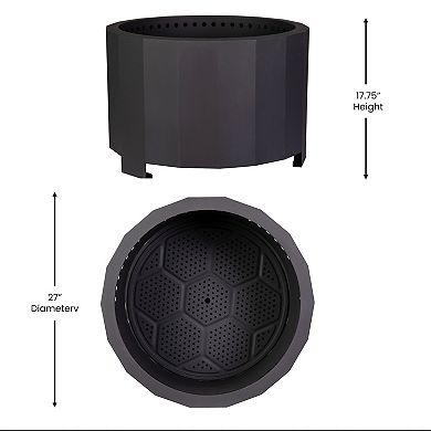 Flash Furniture Titus Commercial Grade 27-in. Smokeless Outdoor Firepit with Waterproof Cover