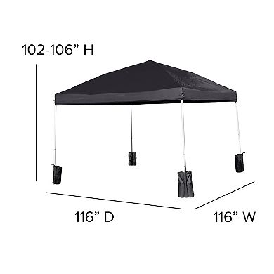 Flash Furniture Harris 10' x 10' Pop-Up Straight Leg Canopy Tent with Sandbags and Wheeled Case